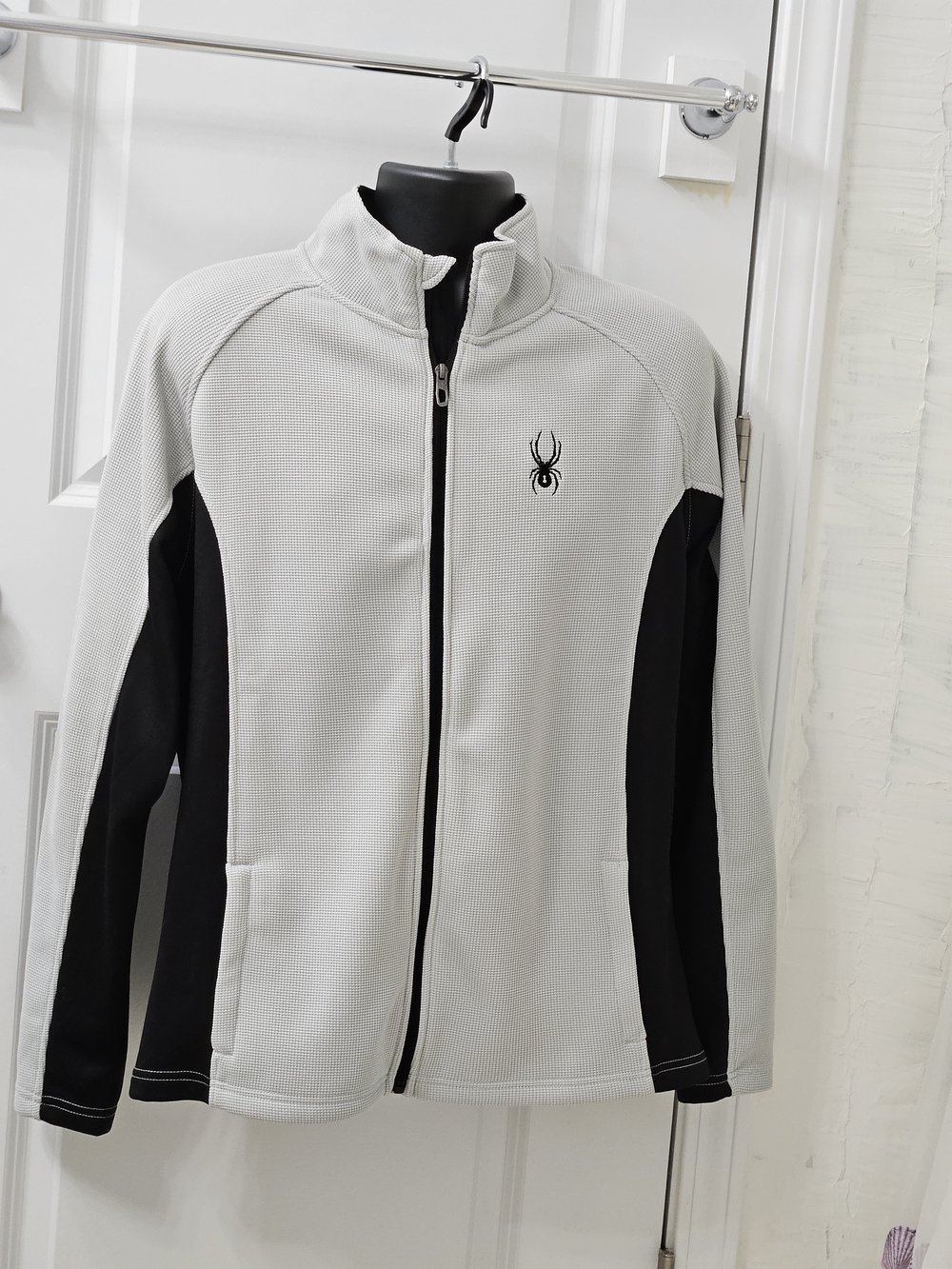 Spyder Men's Light Gray and Black Performance Full-Zip Jacket